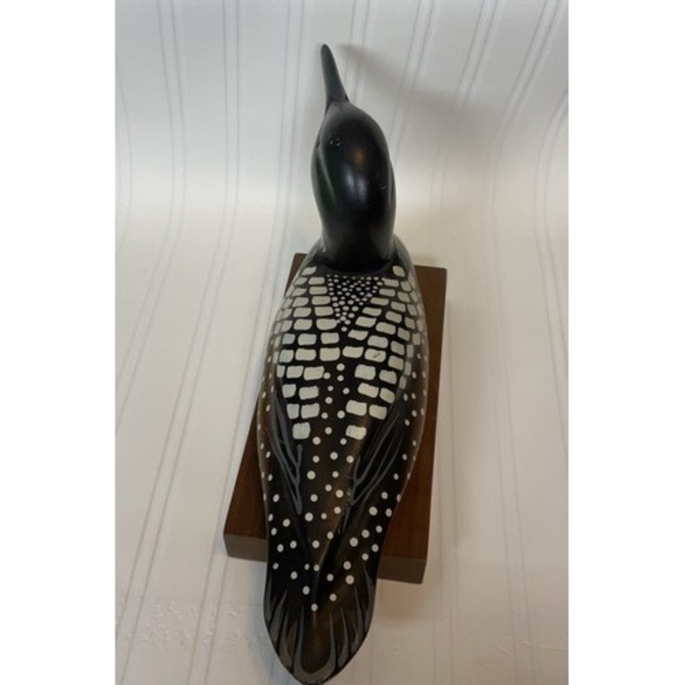 VTG Hand Painted Wooden Common Loon Duck Minnesota Event Signed 15"x7" USA Wood - Picture 9 of 11